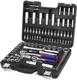 WORKPRO 108-Piece 1/4"&1/2" Drive Socket Set with Bits, Quick Release Ratchet