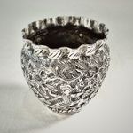 Antique Burmese White Metal Repoussé Hunting Bowl Mandalay c1900