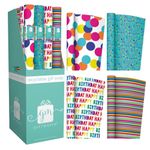 4 x Gift Wrapping Paper Rolls 3M Bright Colour Wrap Roll Birthday Wedding Xmas