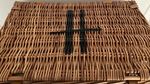 Classic Harrods Large Wicker Hamper/Picnic Basket wth Hinged Lid & Handles