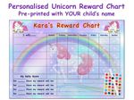 Reusable Good Behaviour Reward Chart Personalised Childrens Kids Stars Unicorn