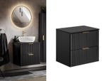 Bathroom Vanity Unit Countertop Fluted Wall Cabinet 600mm Black Modern Adel