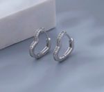 Crystal Heart Hoop Stud Earrings 925 Sterling Silver Womens Girls Jewellery Gift