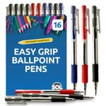 16-64 Blue Red Black Retractable Ballpoint Pens Biros 1.0mm Ink Smooth Grip Tip