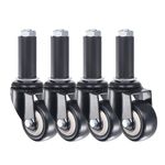 4 Pcs Swivel Expanding Stem Caster, PVC Wheel 88lb (Black, 2-Inch Dia)