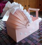 Baby girl gift box, handmade pram, make a hamper, baby shower centrepiece