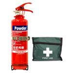 Taxi Car Safety Kit 1kg Powder Fire Extinguisher & 33 Piece Pouch First Aid Kit