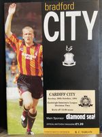 BRADFORD CITY v CARDIFF CITY, 30/10/1994, DIVISION 2, MINT UNREAD CONDITION 