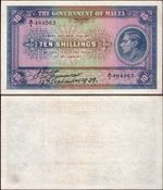 Malta. Ten Shillings 1939 (WPM 13) A/1 484563 Crisp VF.