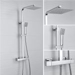 Bathroom 300mm Thermostatic Exposed Shower Mixer Twin Shower Head Chrome Set