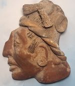 Vintage Mayan Terracotta Folk Art Wall Face Mask Aztec Pakal Size 18cm x 13cm 
