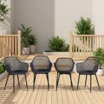 4/6/8/10/12 PCS Outdoor Garden Chairs Patio Dining Armchairs Black PP Plastic