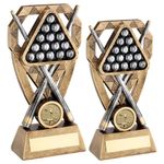 POOL/ SNOOKER TROPHY -  GOLD & SILVER - FREE ENGRAVING & BADGE - 2 Sizes