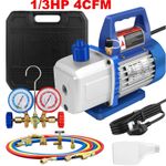 1/3HP 4CFM Vacuum Pump Stage Air Conditioning Refrigeration Manifold Gauge Tools