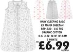Baby Sleeping Bag 0.5 Tog Wearable Blanket 2-Way Zipper Organic Cotton 0 to 24M