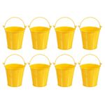 8Pcs 3"x3" Small Metal Buckets Mini Galvanized Easter Buckets Yellow