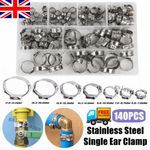 140/80X Single Ear Plus Stainless Steel Hose Clamps O Clips Pipe Fuel Water Air