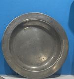 Antique 18thC German Pewter Plate 9" London Feinzinn Tremolierstich Engraved.