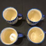 Boleslawiec Polish Pottery 4pc Coffee Mug Set Ceramic Candy Cane Blue/White
