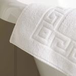 White Hotel Quality Bathmats Towel Greek Key Design Bathroom 100%Egyptian Cotton