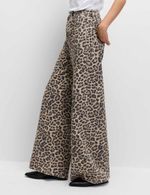 Marks & Spencer Womens Cotton Wide Animal Jeans in Brown Mix - M&S
