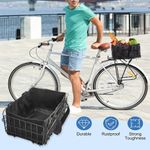 Metal Rear Bicycle Bike Basket With Removable Liner Bag Reflective Sheet Outdoor