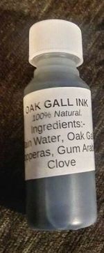 OAK GALL INK. 100ml. HANDMADE IN WALES FROM TRADITIONAL INGREDIENTS.