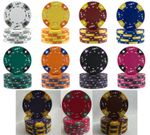 POKER CHIPS 14g TRI-COLOUR ACE KING SUITED Black Red Blue Green White Pk 25