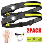 2x LED Super Bright Head Torch Powerful COB HeadLamp USB Rechargeable Waterproof
