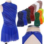 UK Women's Rhinestones Lyrical Dance Dress Ballet Tulle Leotard Dress Costume