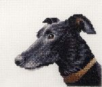 BLACK GREYHOUND dog  Full counted cross stitch kit with all materials Fido