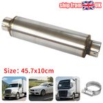 Universal Stainless Steel 4" Exhaust Silencer Box 2.5" Inlet 63mm 14 inch Long