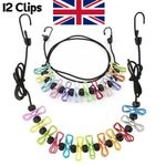 Portable Clothesline Elastic Travel Washing Line Adjustable with Pegs Camping UK