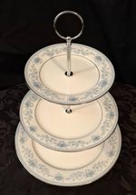Fabulous NORITAKE Blue Hill 3 Tier Cake Stand in Bone China.