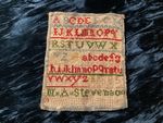 Antique Alphabet Cross Stitch Needlework Sampler. 1885. M.A. Stevenson.