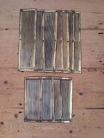 A SET OF 12 RECLAIMED REEDED BRASS FINGER PLATES LONG AND SHORT Ref M2393