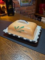 Mediterranean Italian‑Made Ceramic Butter Dish Hand‑Painted Lid & Matching Tray