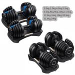 Pair of Adjustable Dumbbell 24kg Home Gym Equipment Workout Exercise Fitness New