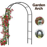 2.4M Garden Arch Trellis Arched Metal Tubular Frame Climbing Plant Archway