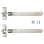 Adjustable Gate Hinges Pair 10" or 12" Galv Steel Heavy Duty Gates Hook And Band