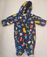 M&S Baby Navy Animal Print Hooded Snowsuit Full Zip 3-6 Months