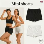 Ladies Mini Shorts Hot Pants Women Stretchy Cotton Cycling Sports black white ML