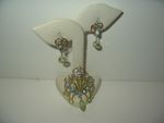 Vintage JULIANA (D&E) Soft Pastel Blue & Green Rhinestones Brooch & Earrings Set