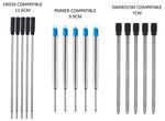 Pen Refills Compatible With Cross or Parker Ballpoint Black Or Blue Pen Ink 8513