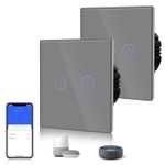 BSEED Smart Light Switch 2 Pack Smart Alexa 2 Gang 2 Way WiFi