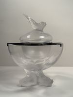 LALIQUE France Signed Crystal IGOR Fish Pattern 4 Piece Caviar Set