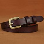 New Women's Genuine Leather Belt with Antique Pin Buckle, Retro Style‌