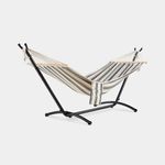 VonHaus 1 Person Striped Cotton Garden Hammock w/ Adjustable Stand Outdoor 150KG