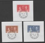 BRITISH VIRGIN !s  1937 CORONATION set of 3  with MADAME JOSEPH FORGED POSTMARK