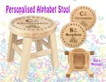 Kids Wooden Stool Personalised Alphabet Name Engraved Children Christening